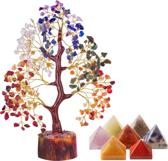 7 Chakra Gemstone Tree - Crystals Tree - Stones And Crystals - Healing Crystal Tree - Charkas Crystals - Chakra Healing - Feng Shui Trees - Crystal Gifts - 7 Chakra Tree Of Life - Office Decor