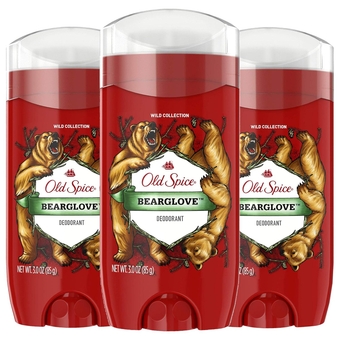 Deodorant for Men, Bearglove Scent, Wild Collection, 3 oz, (Pack of 3)
