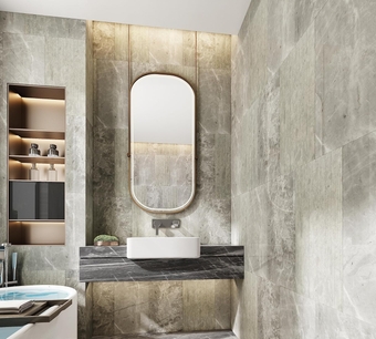 4 Pieces Marble Tile 12" X 24", 5/8" Thickness, Gray Marble Wall and Floor Tiles Luxury Genuine Polished Marble Tile for Kitchen Backsplash Bathroom (Box of 4 Individual Tiles)