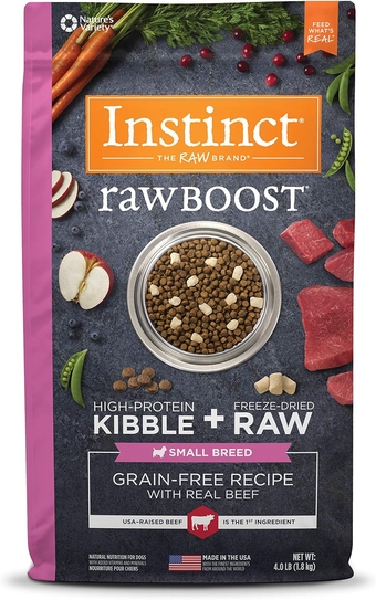 Raw Boost Small Breed Grain Free Recipe with Real Beef Natural Dry Dog Food, 4 lb. Bag